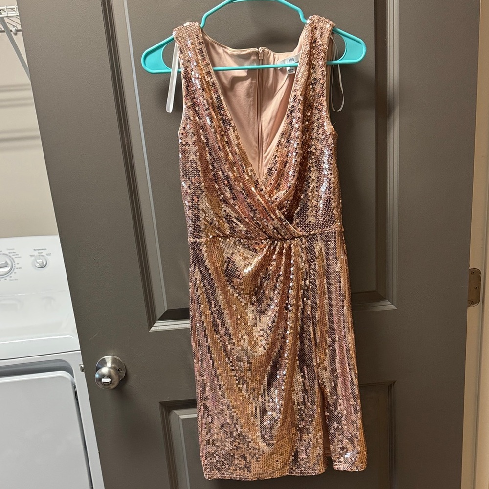 Tadashi Shoji Rose Gold Sequin Mini Dress